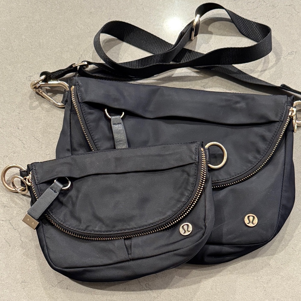 2 Lululemon All-Night Festival Crossbody 5L & 2L bundle - one strap BLACK/GOLD